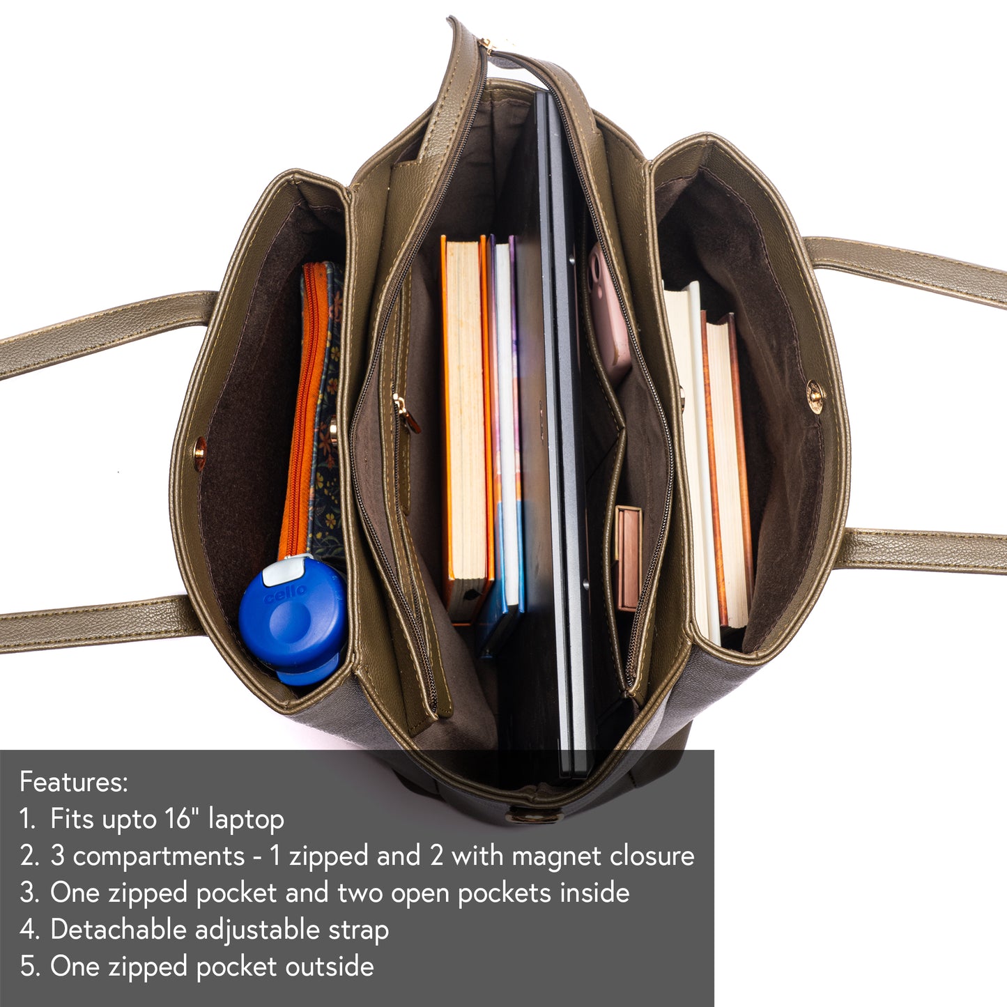 Olive Opulence Cresta Tote bag for 16" laptop