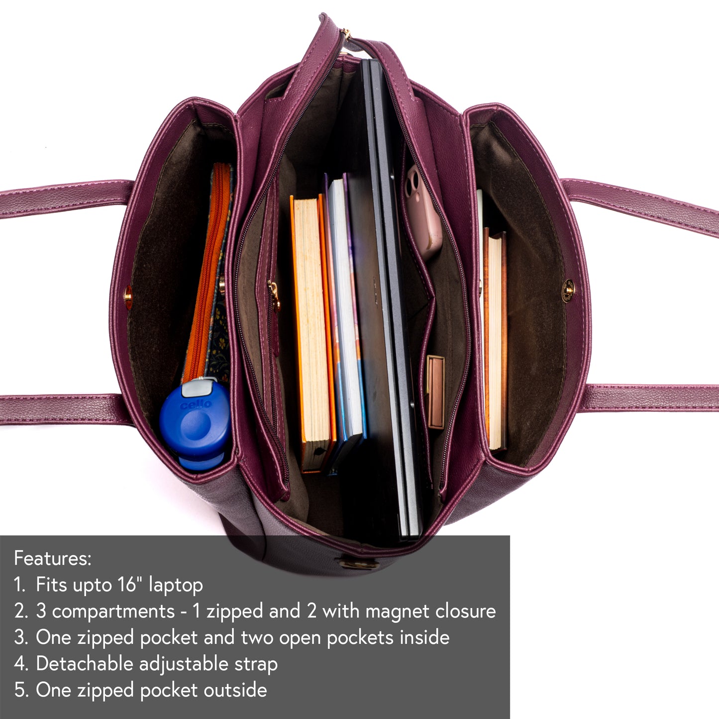 Burgundy Belle Cresta Tote bag for 16" laptop