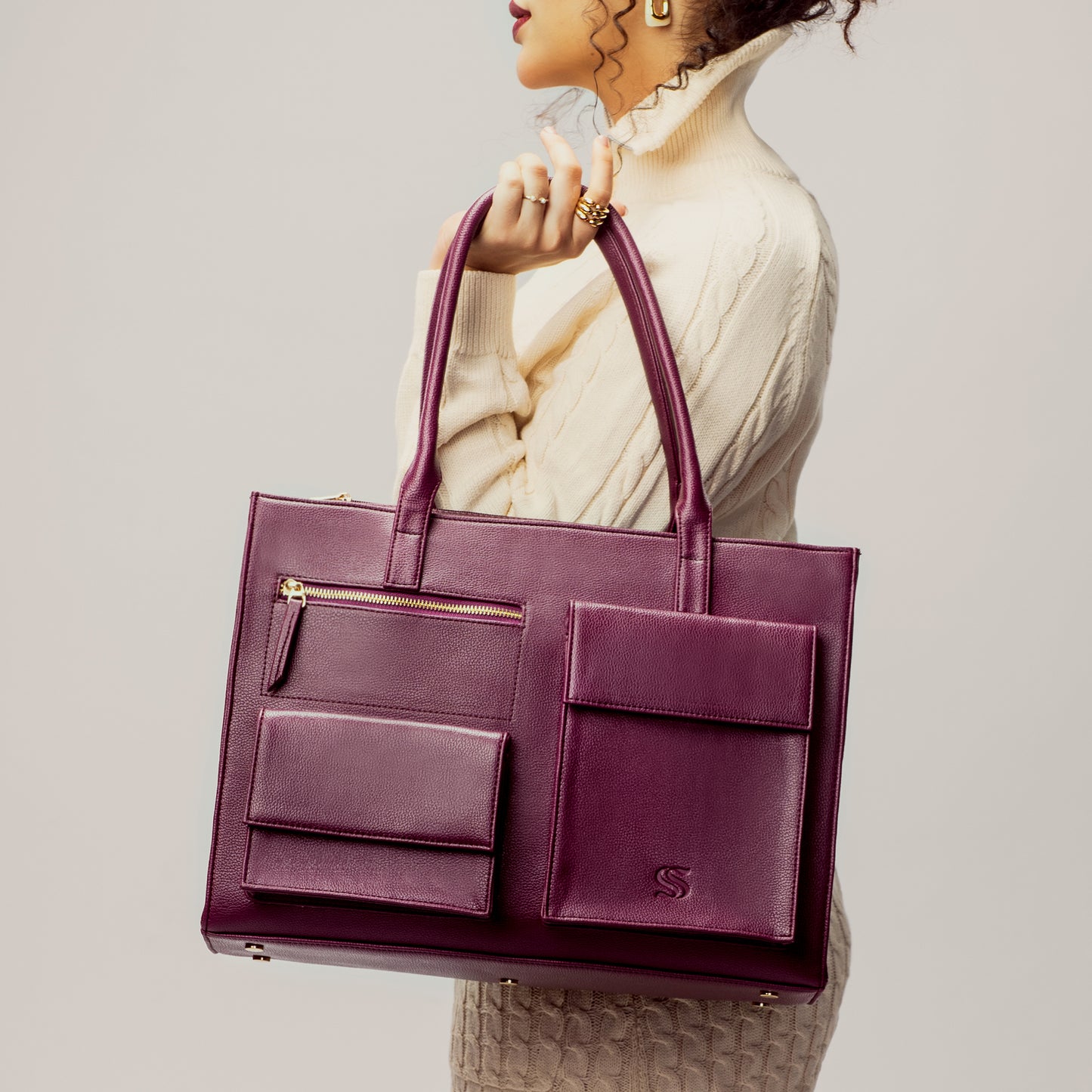 Burgundy Belle Maison Élan Tote bag for 16" laptop