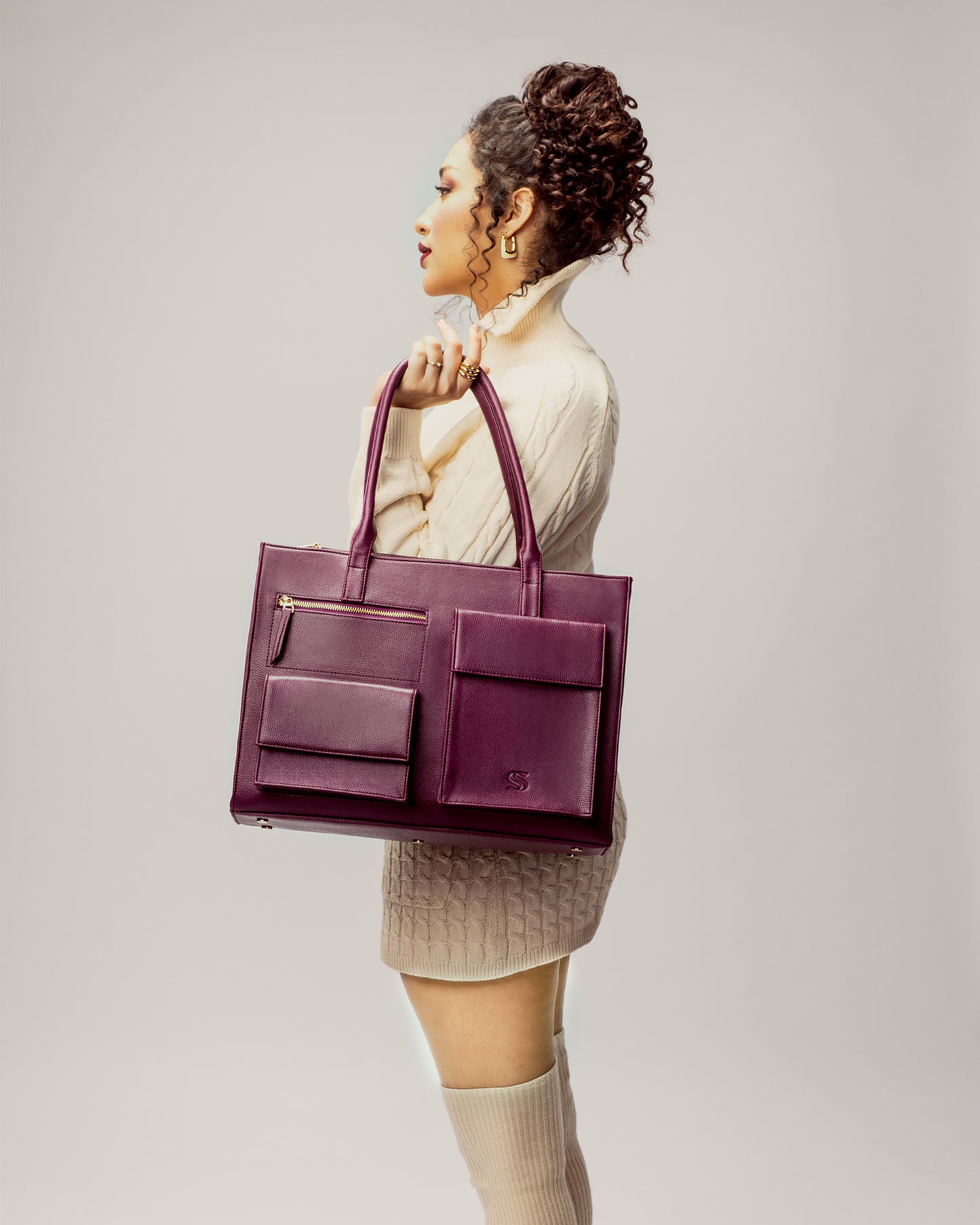 Burgundy Belle Maison Élan Tote bag for 16" laptop