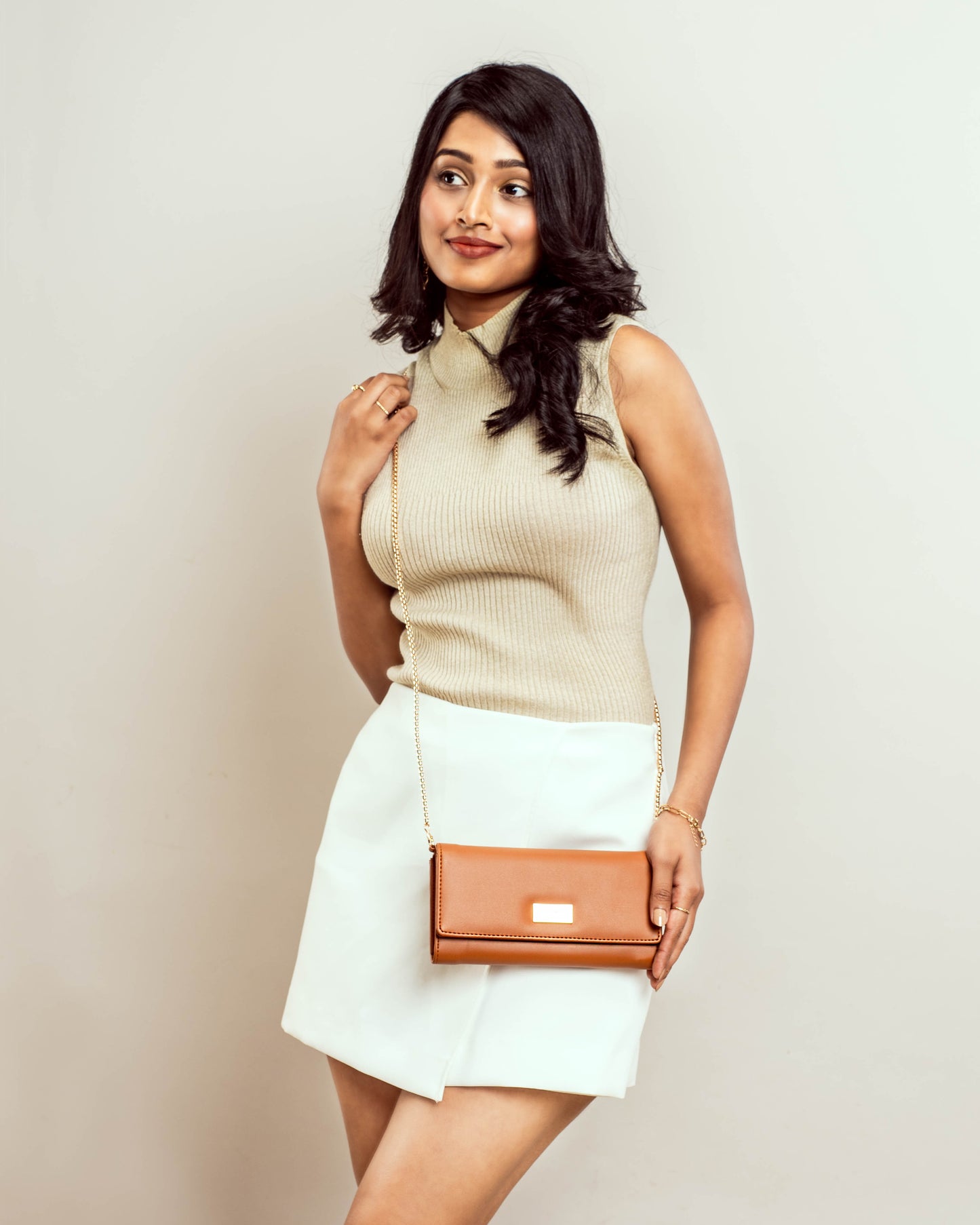 Timeless Tan Clutch Wallet cum Sling