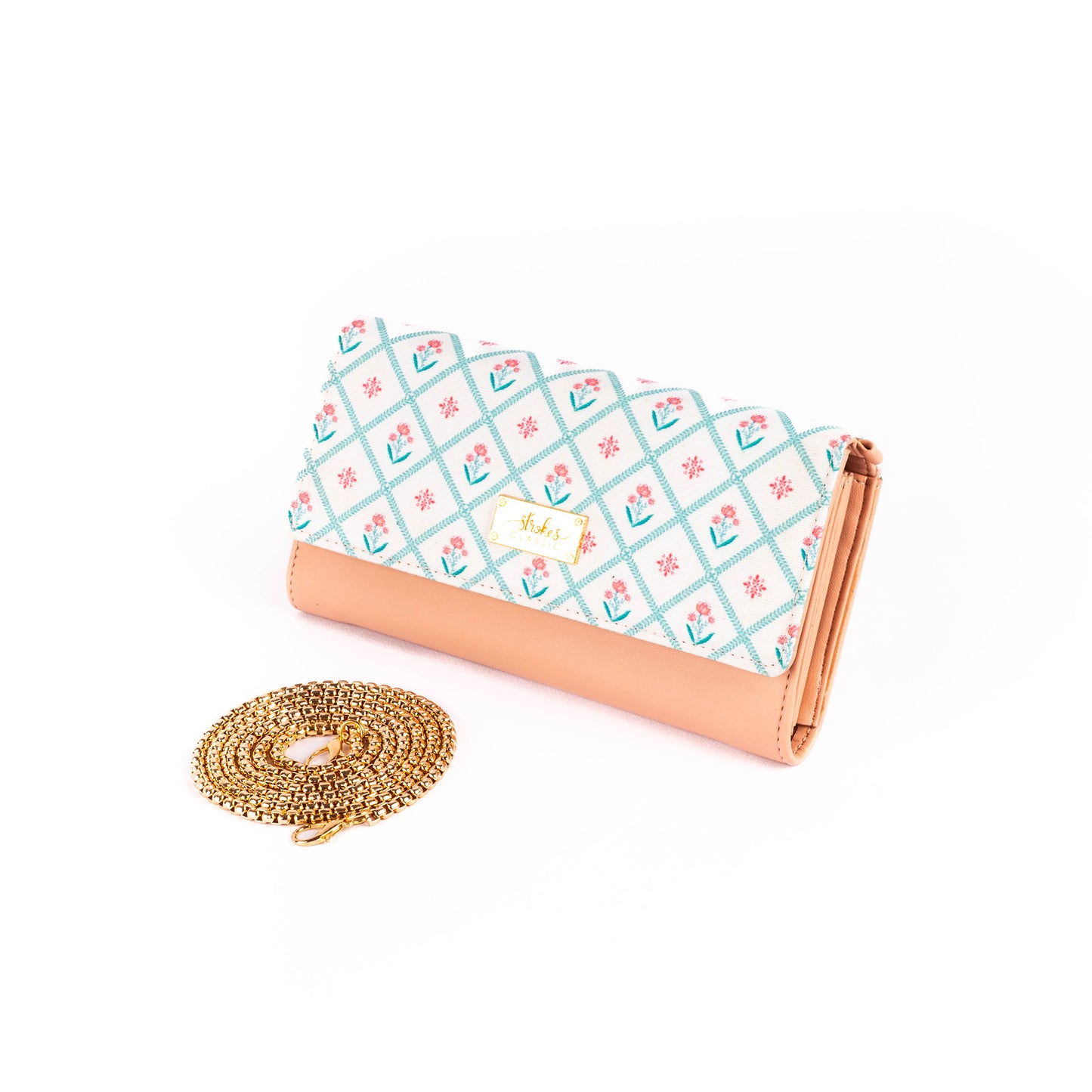 Coral Blossom Clutch Wallet cum Sling
