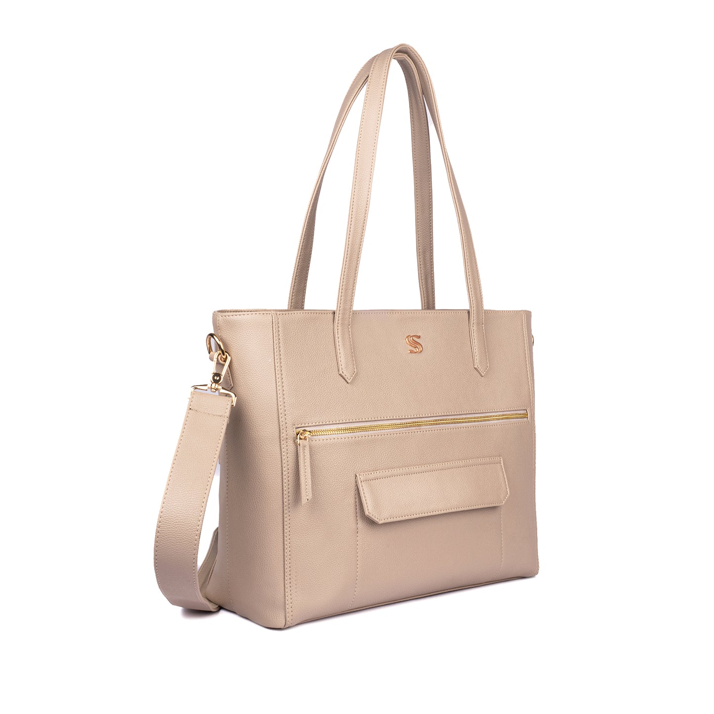 Almond Crème Aurea Tote bag for 16" laptop