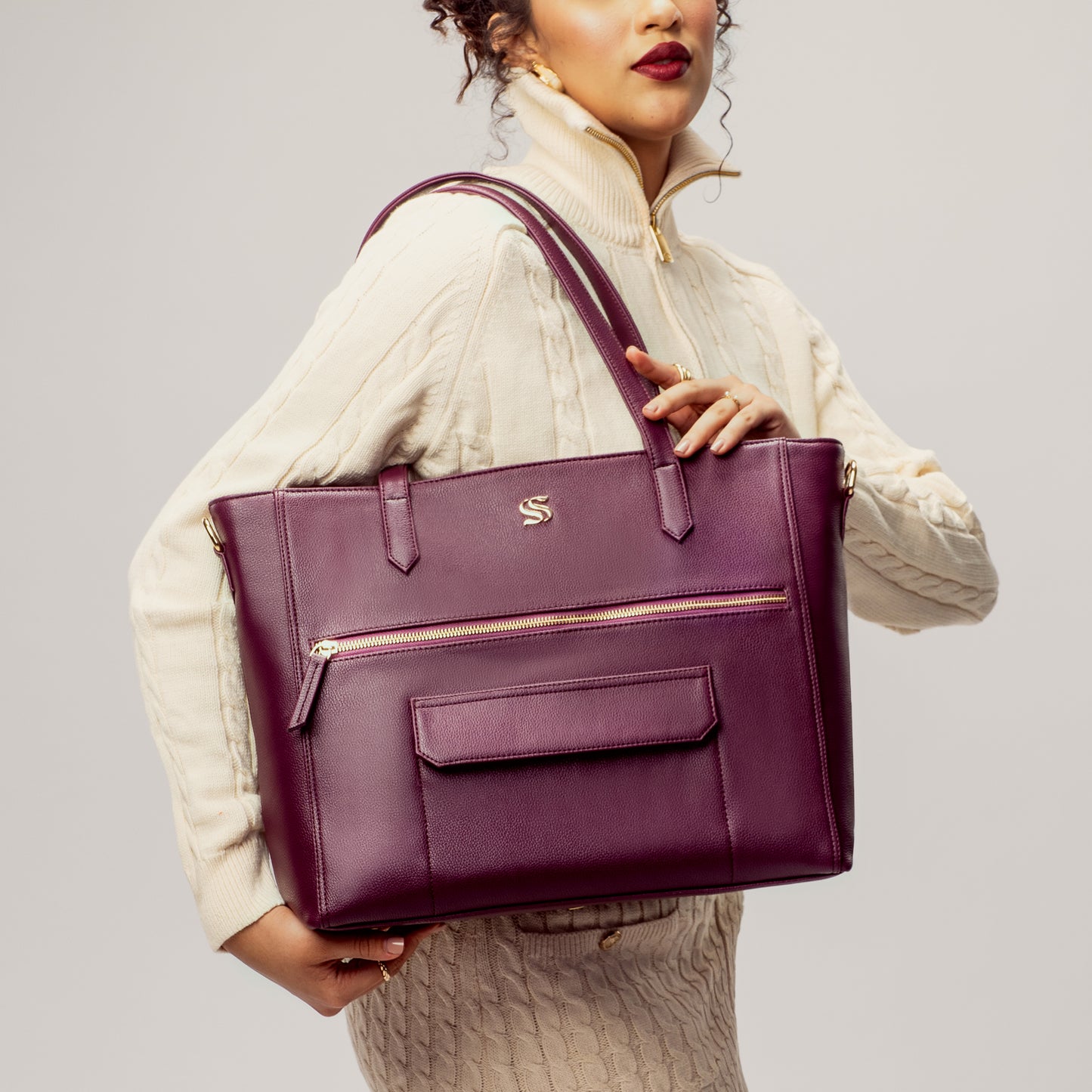 Burgundy Belle Aurea Tote bag for 16" laptop