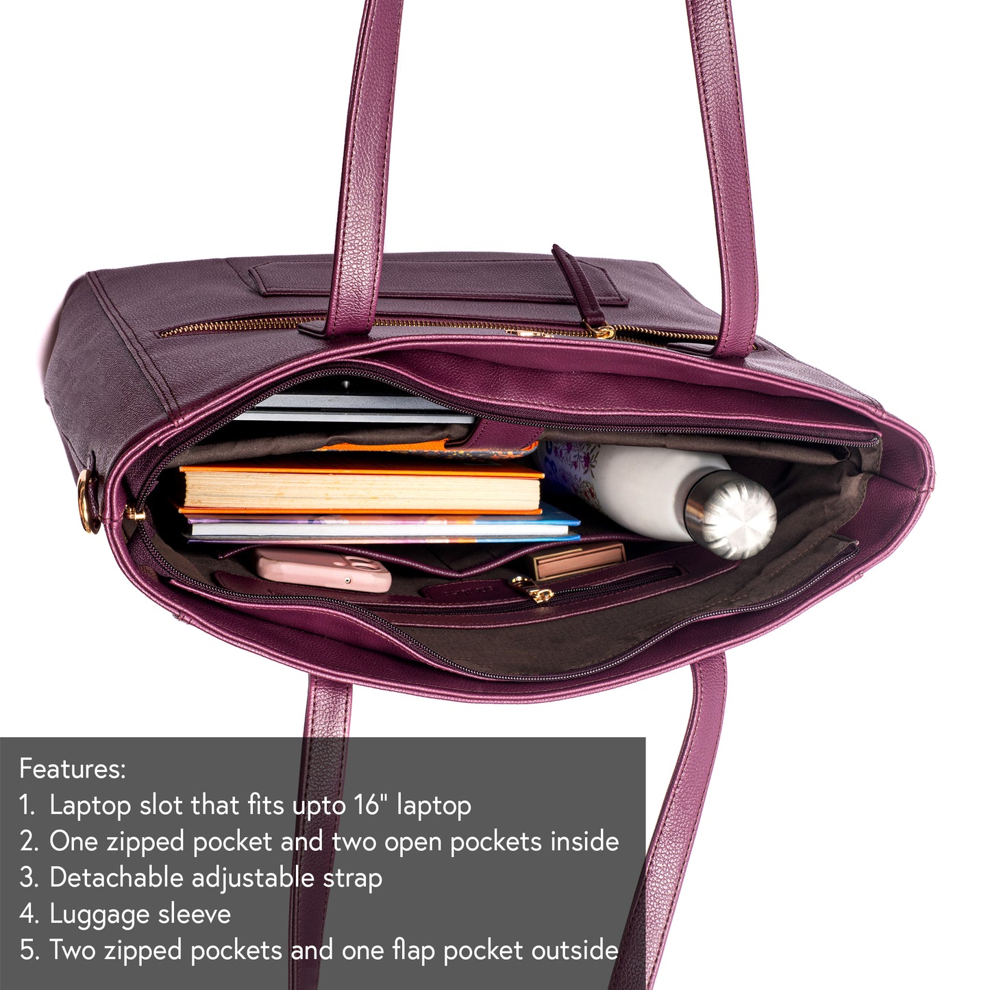 Burgundy Belle Aurea Tote bag for 16" laptop