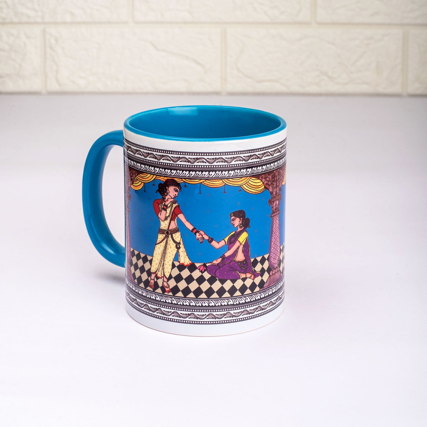 Shringaar Pattachitra Mug with Coaster - Blue