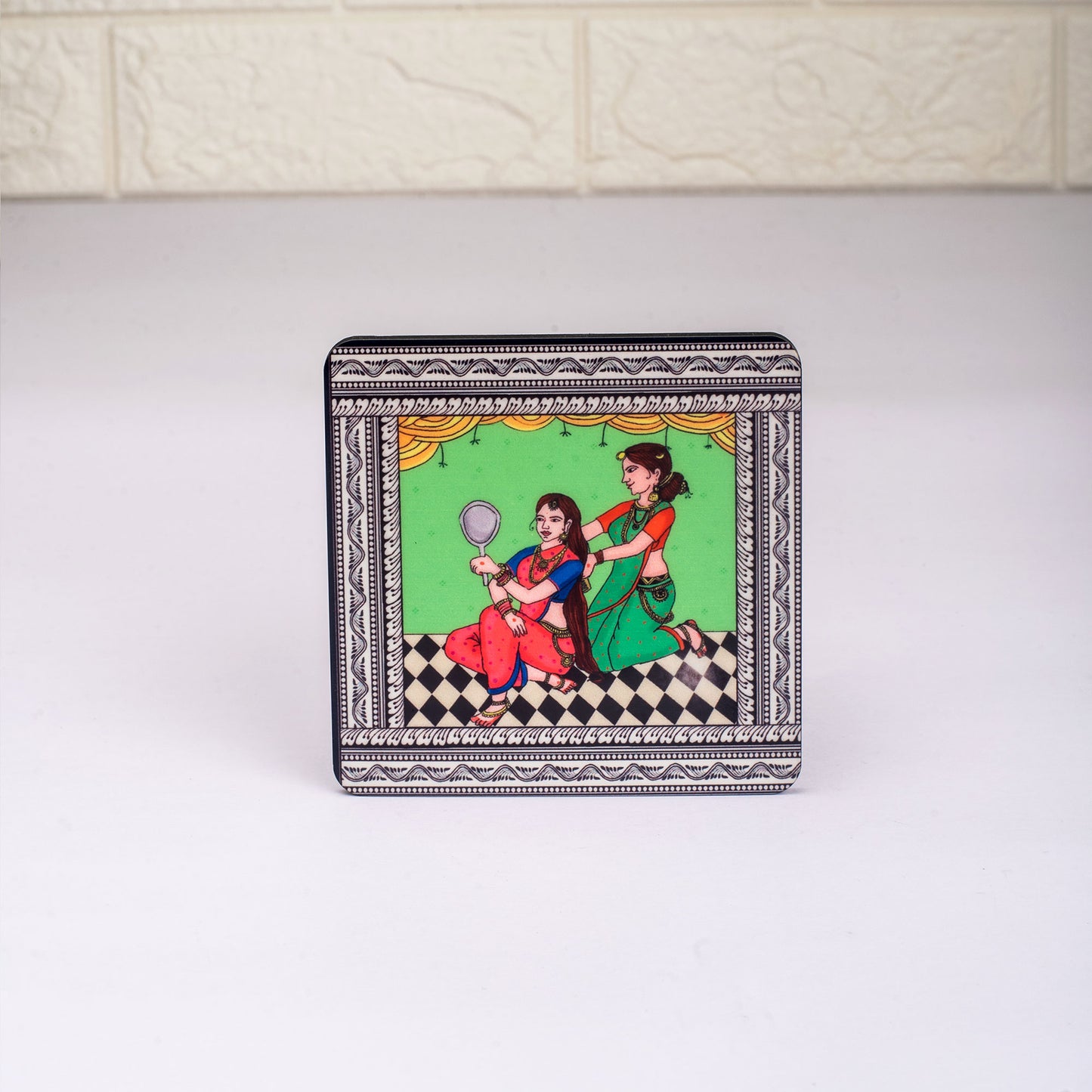 Shringaar Pattachitra Mug with Coaster - Green
