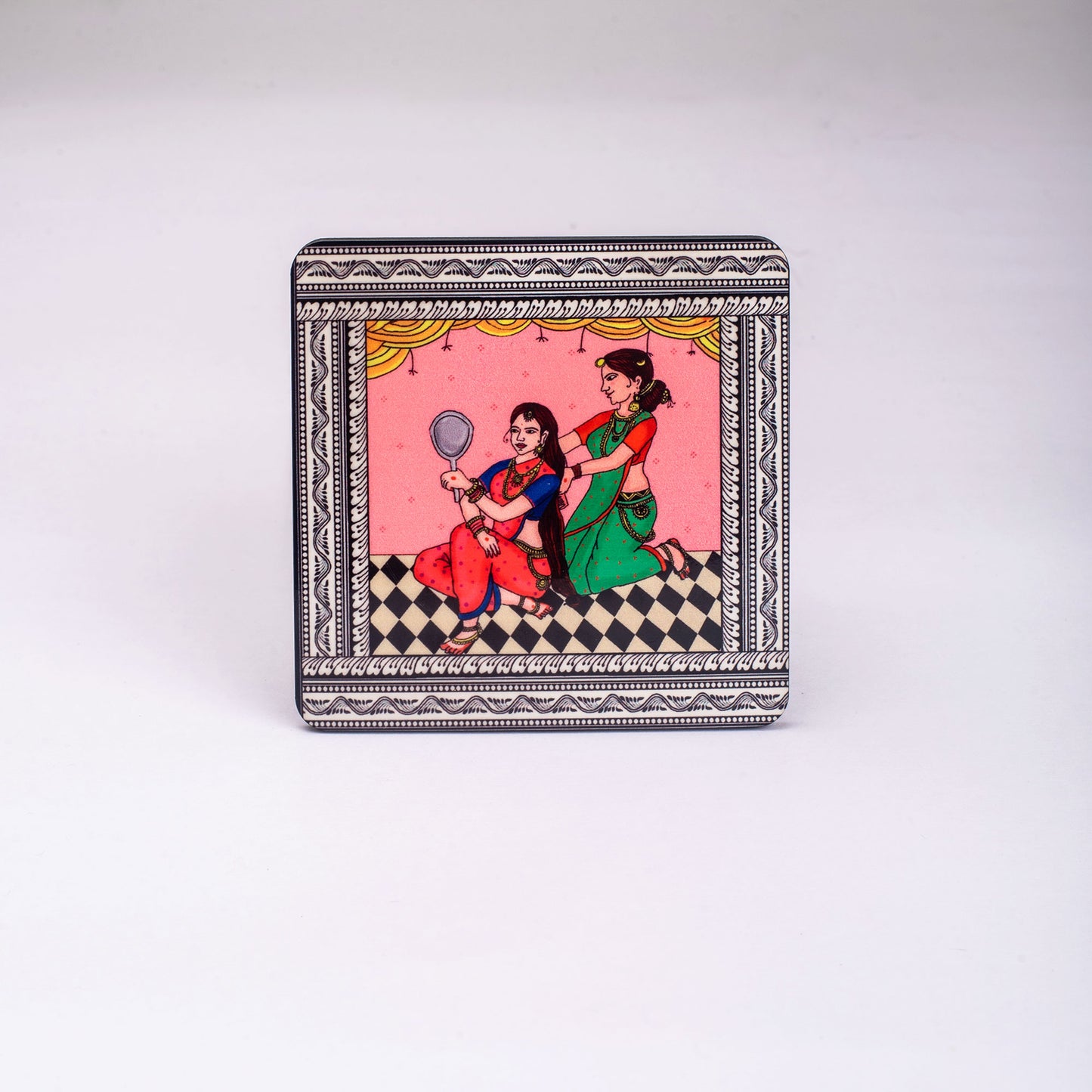 Shringaar Pattachitra Mug with Coaster - Pink