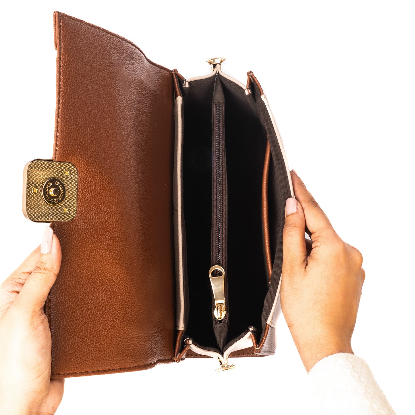 Walnut Crème Serena Handbag cum Sling bag