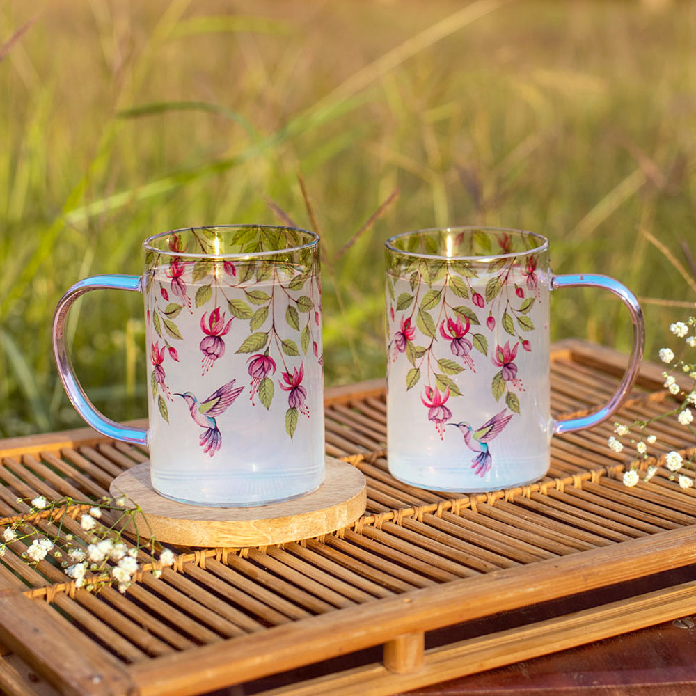 Pink Fuschia Bell Clear mugs - Set of 2 and 4