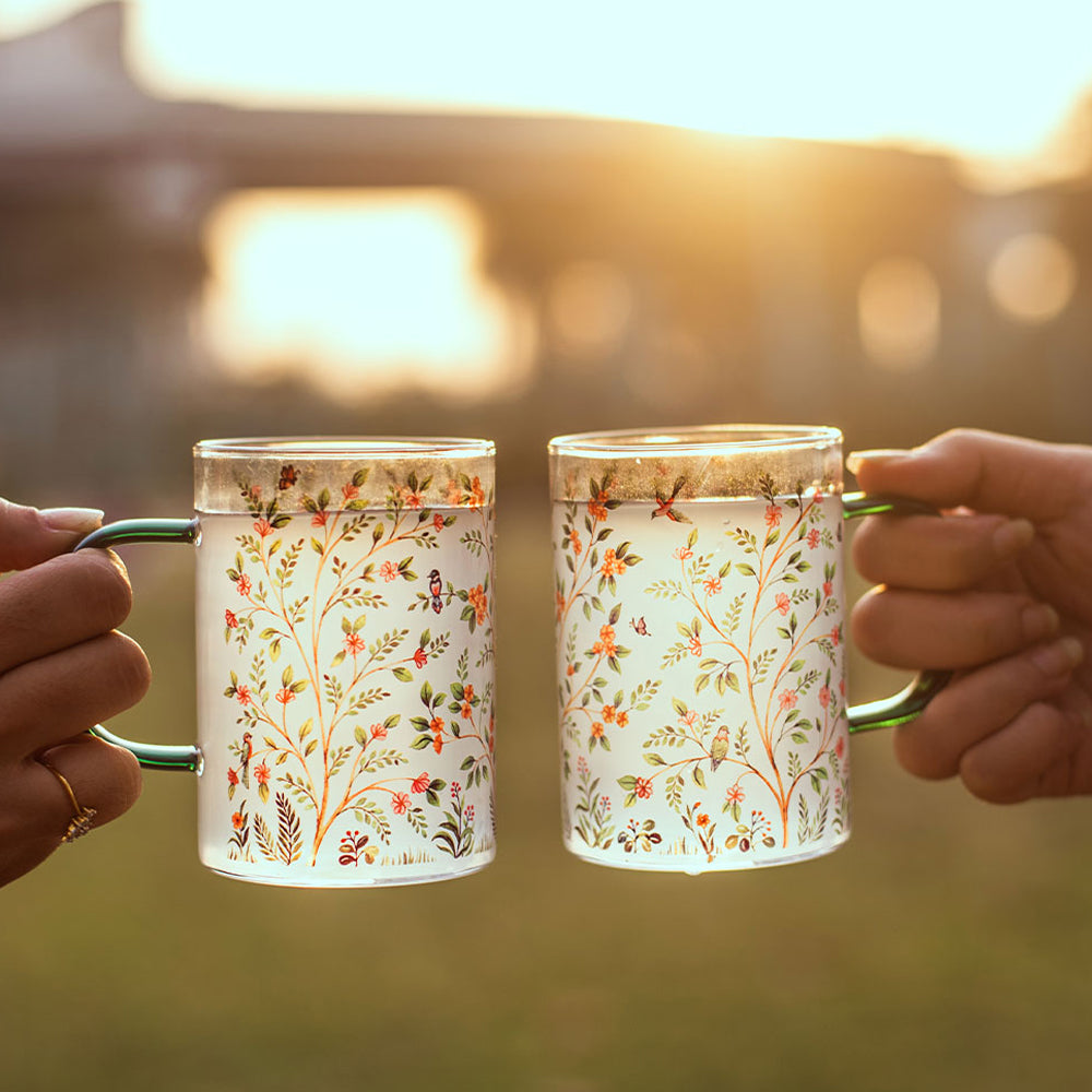 Forest of Greens Clear mugs - Set of 4