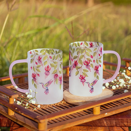 Pink Fuschia Bell Frosted mugs - Set of 2 and 4