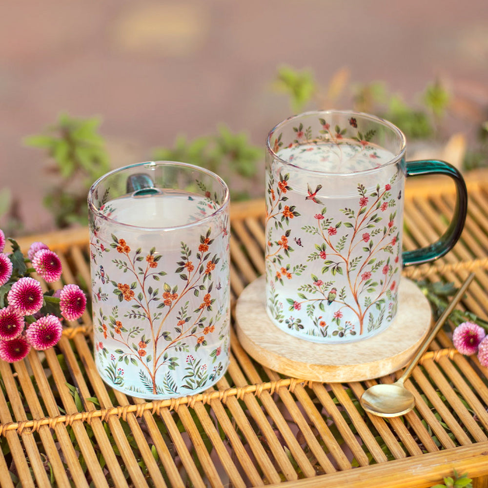 Forest of Greens Clear mugs - Set of 4