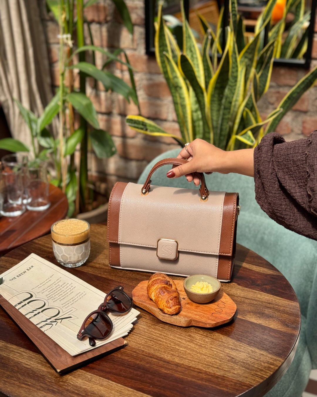 Walnut Crème Serena Handbag cum Sling bag