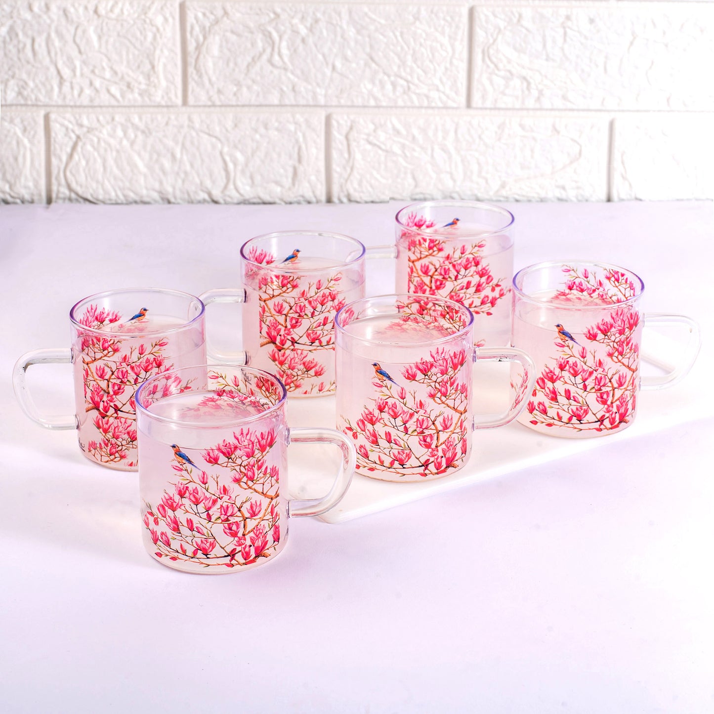 Pink Magnolias Tea cups - Set of 4 and 6