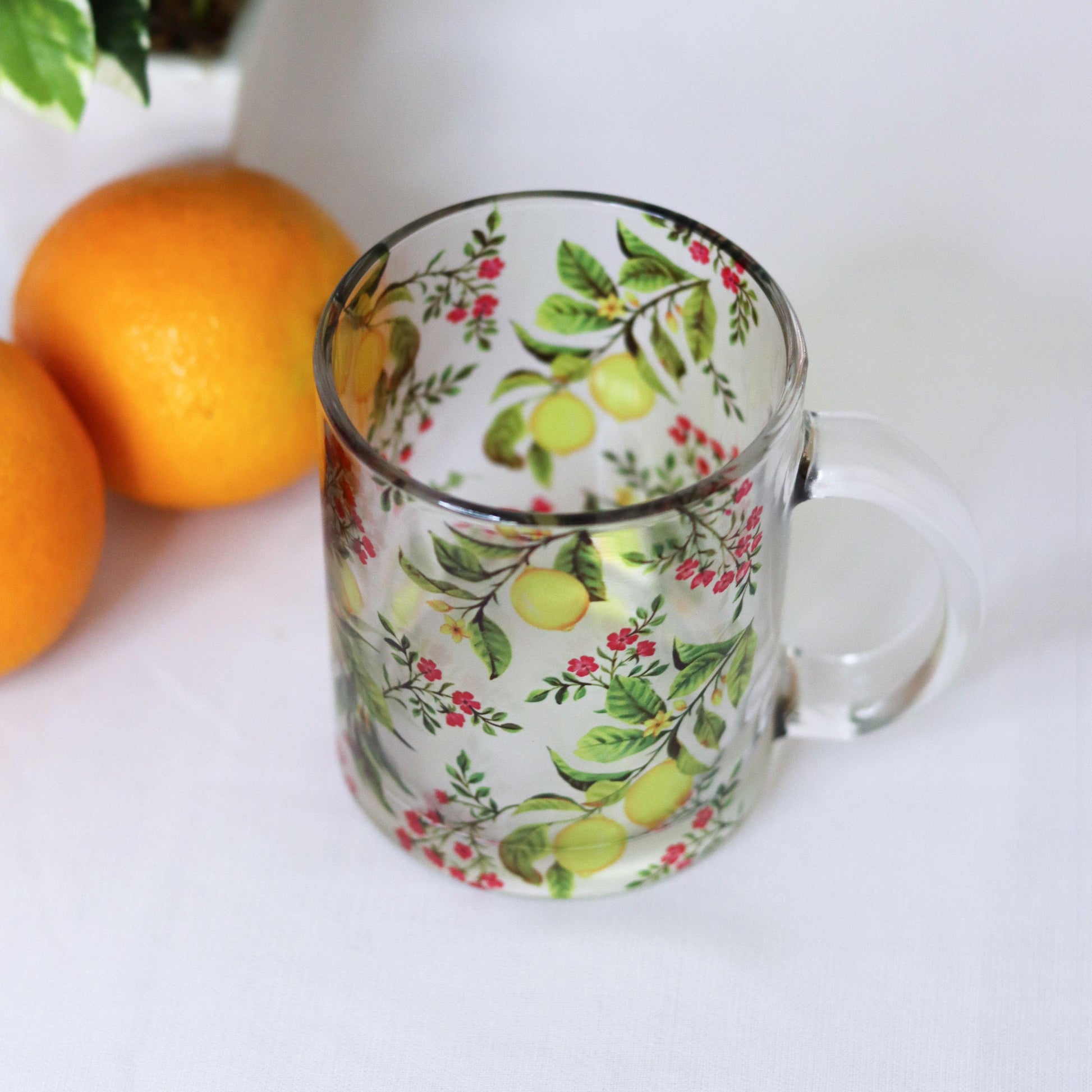 Zesty Lemon Glass Mug - Strokes by Namrata Mehta