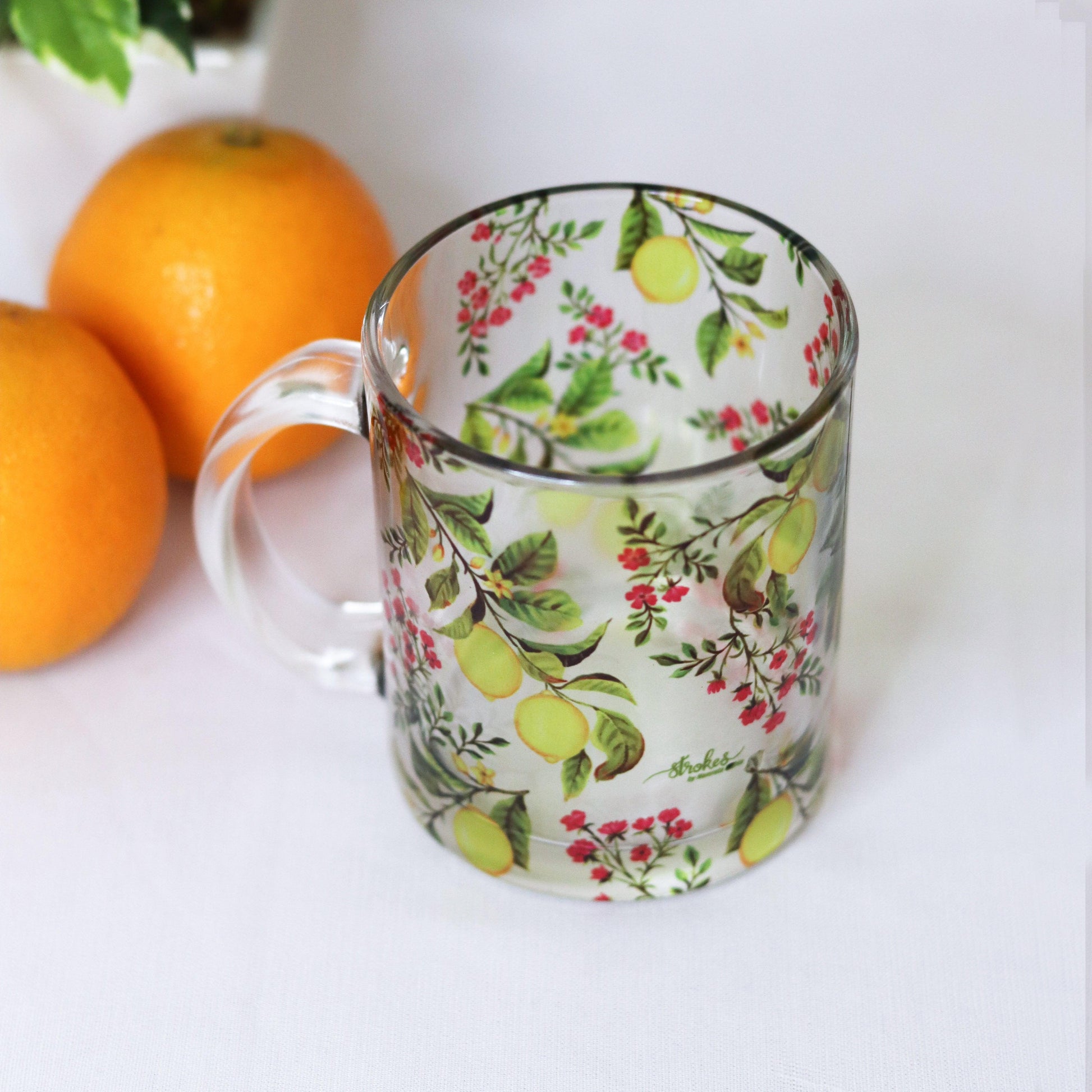 Zesty Lemon Glass Mug - Strokes by Namrata Mehta