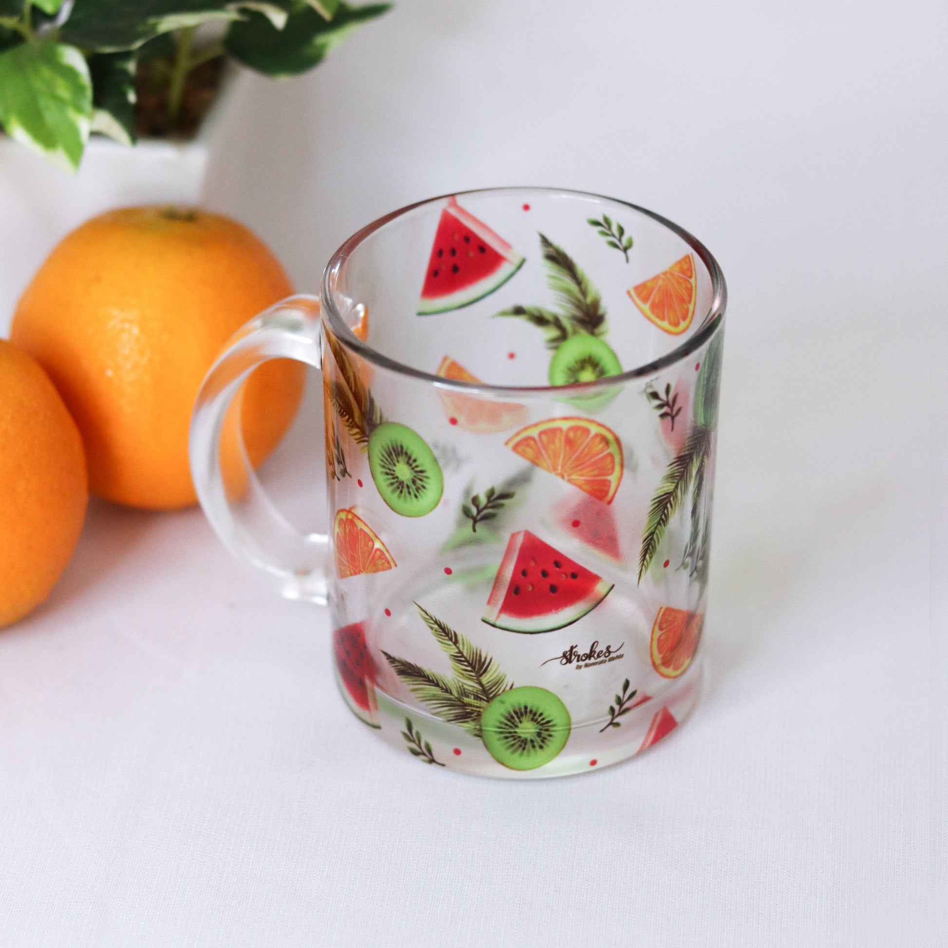 Fruit Fest Glass Mug - Strokes by Namrata Mehta