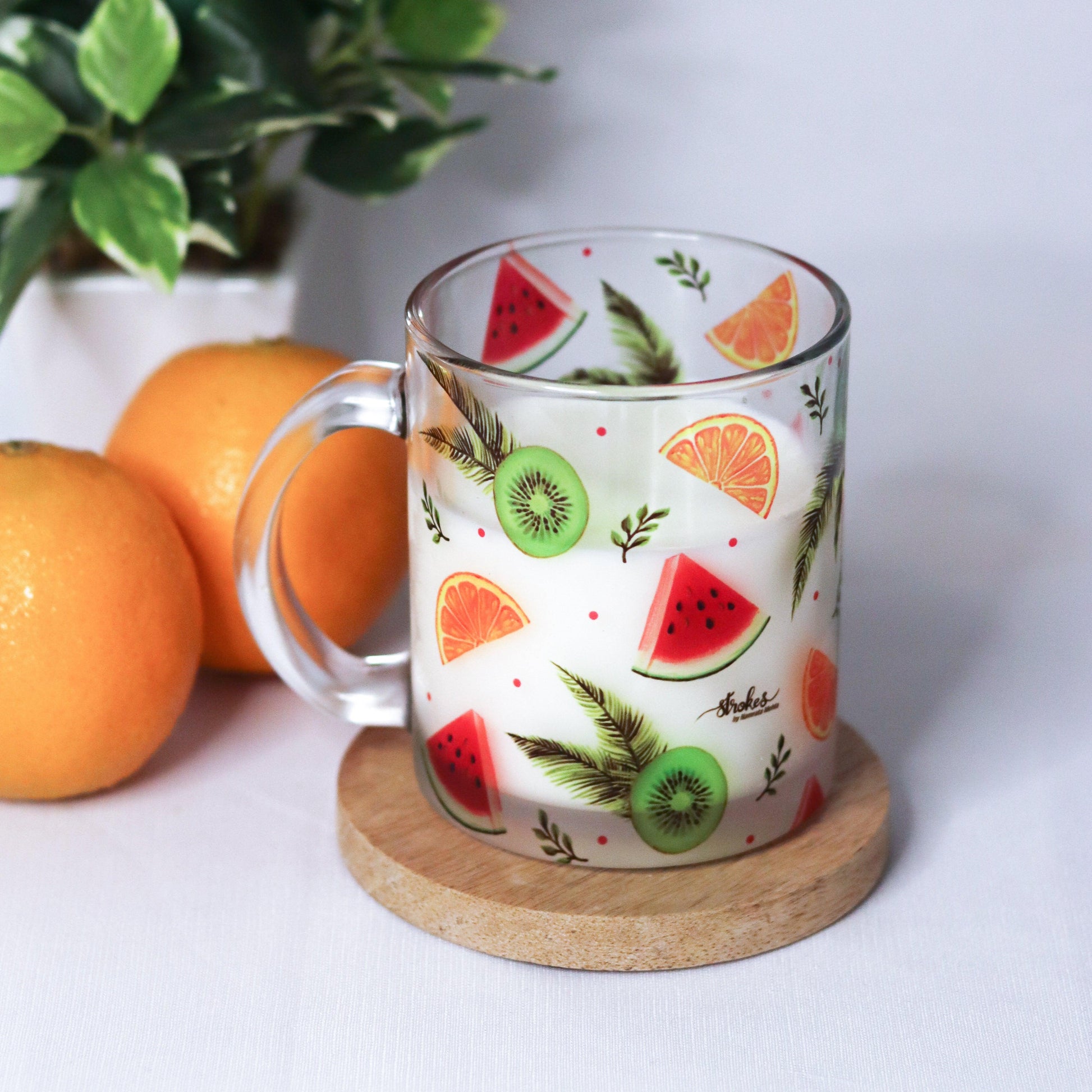 Fruit Fest Glass Mug - Strokes by Namrata Mehta