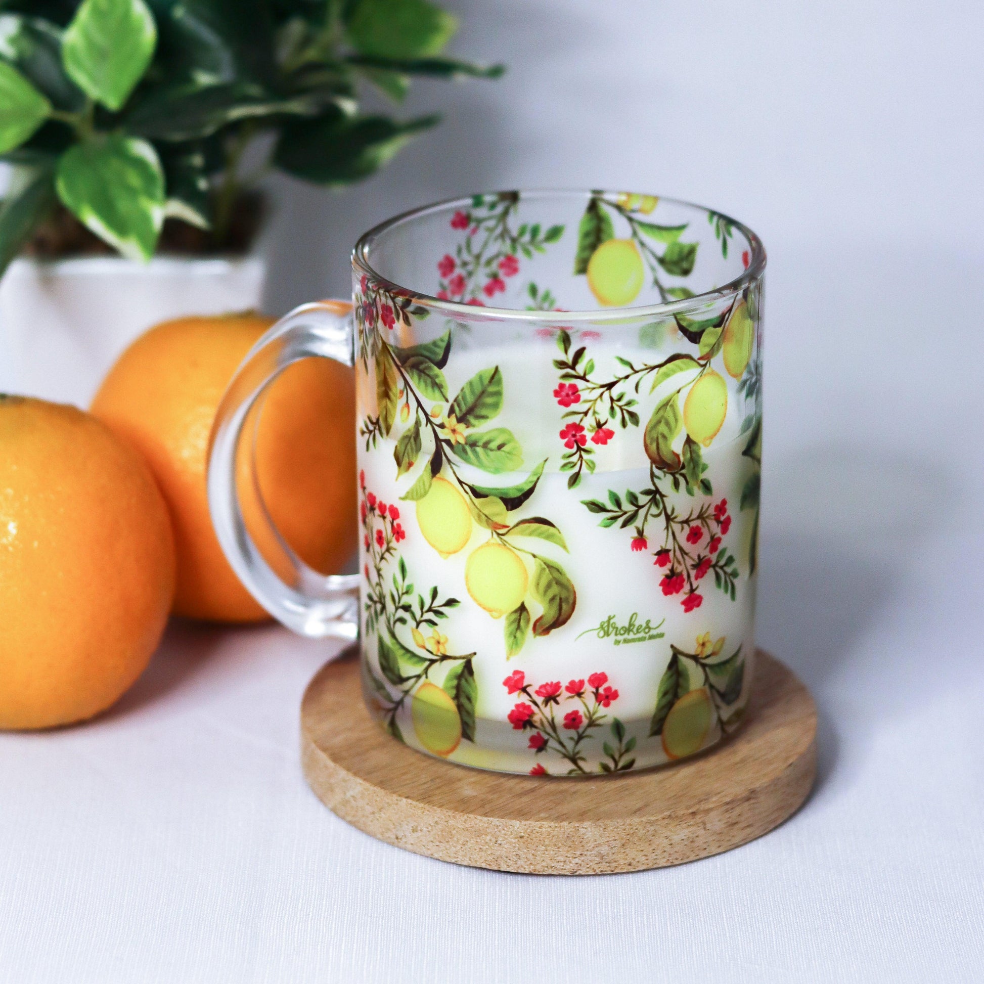 Zesty Lemon Glass Mug - Strokes by Namrata Mehta