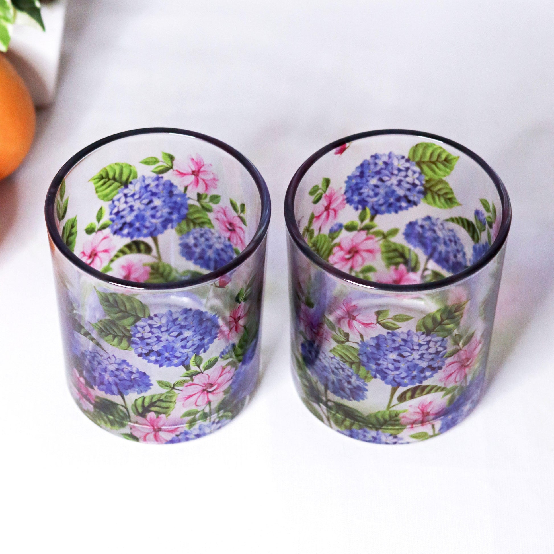 Hydrangea Beverage Glasses (Set of 2 and 4) - Strokes by Namrata Mehta