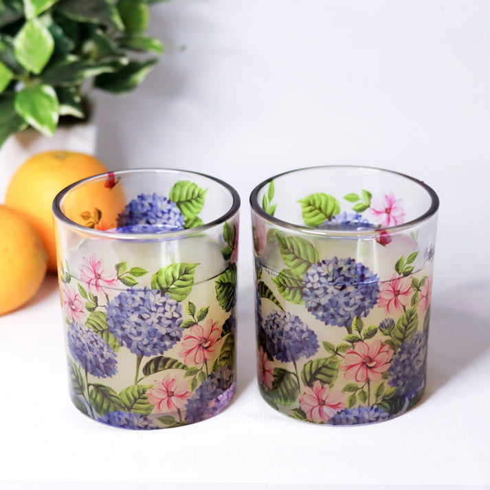 Hydrangea Beverage Glasses - Gift Set