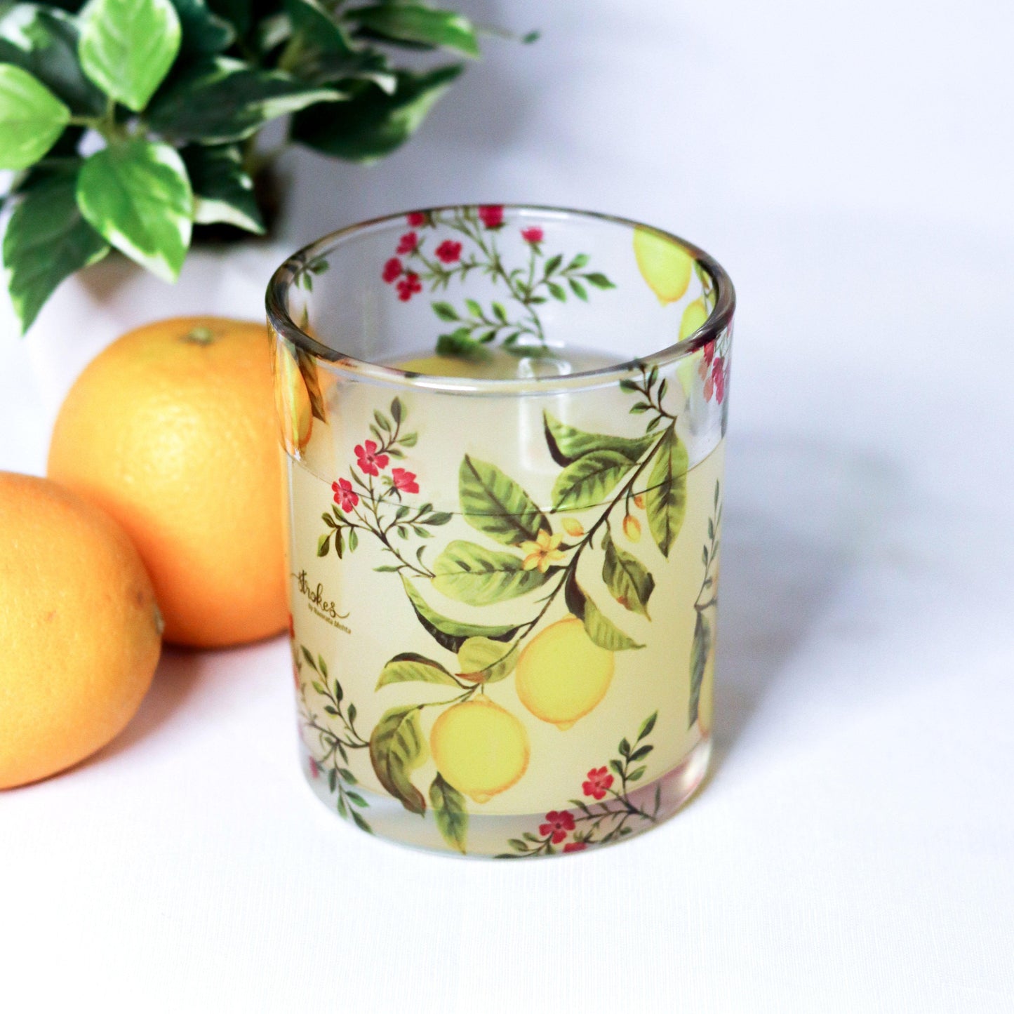 Zesty Lemon Beverage Glasses (Set of 2 and 4) - Strokes by Namrata Mehta