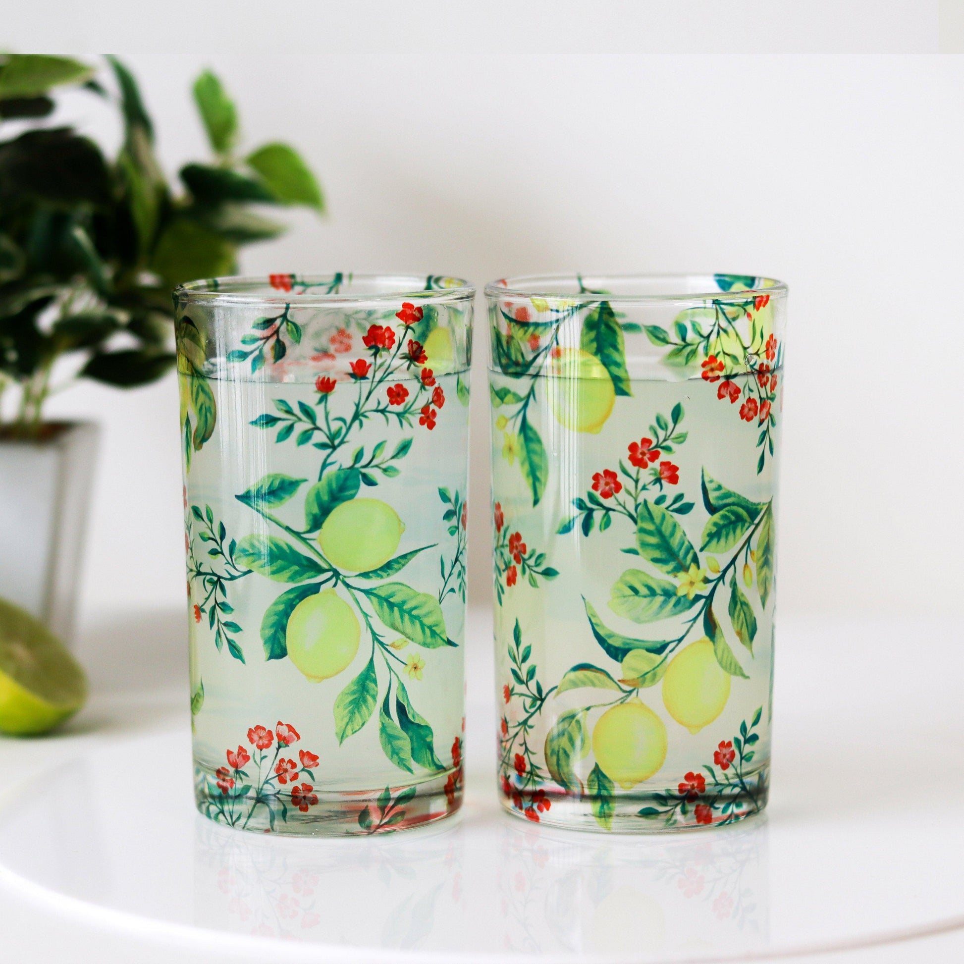 Zesty Lemon Tumblers (Set of 2 & 4) - Strokes by Namrata Mehta