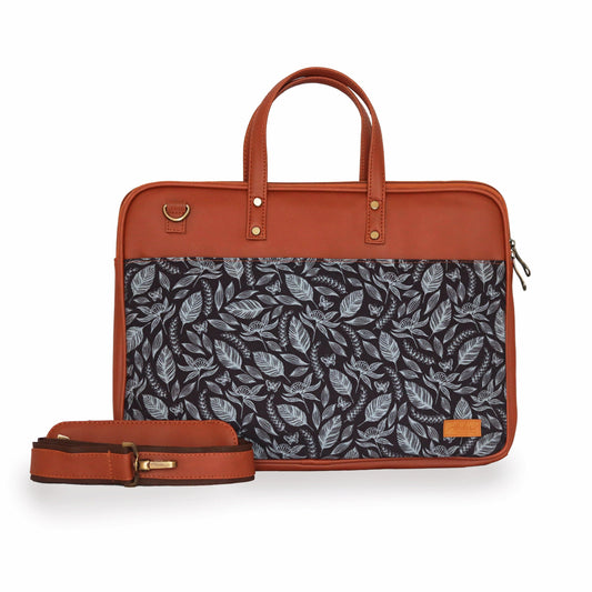 Black Forest Women's Compact Laptop Bag - Strokes by Namrata Mehta