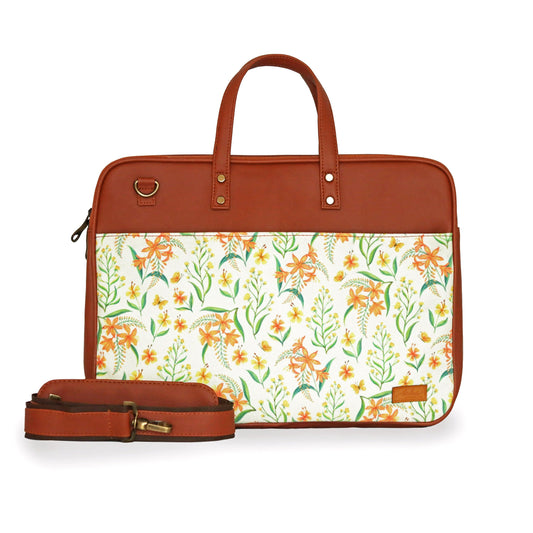 Summer Blossoms Women's Compact Laptop Bag - Strokes by Namrata Mehta