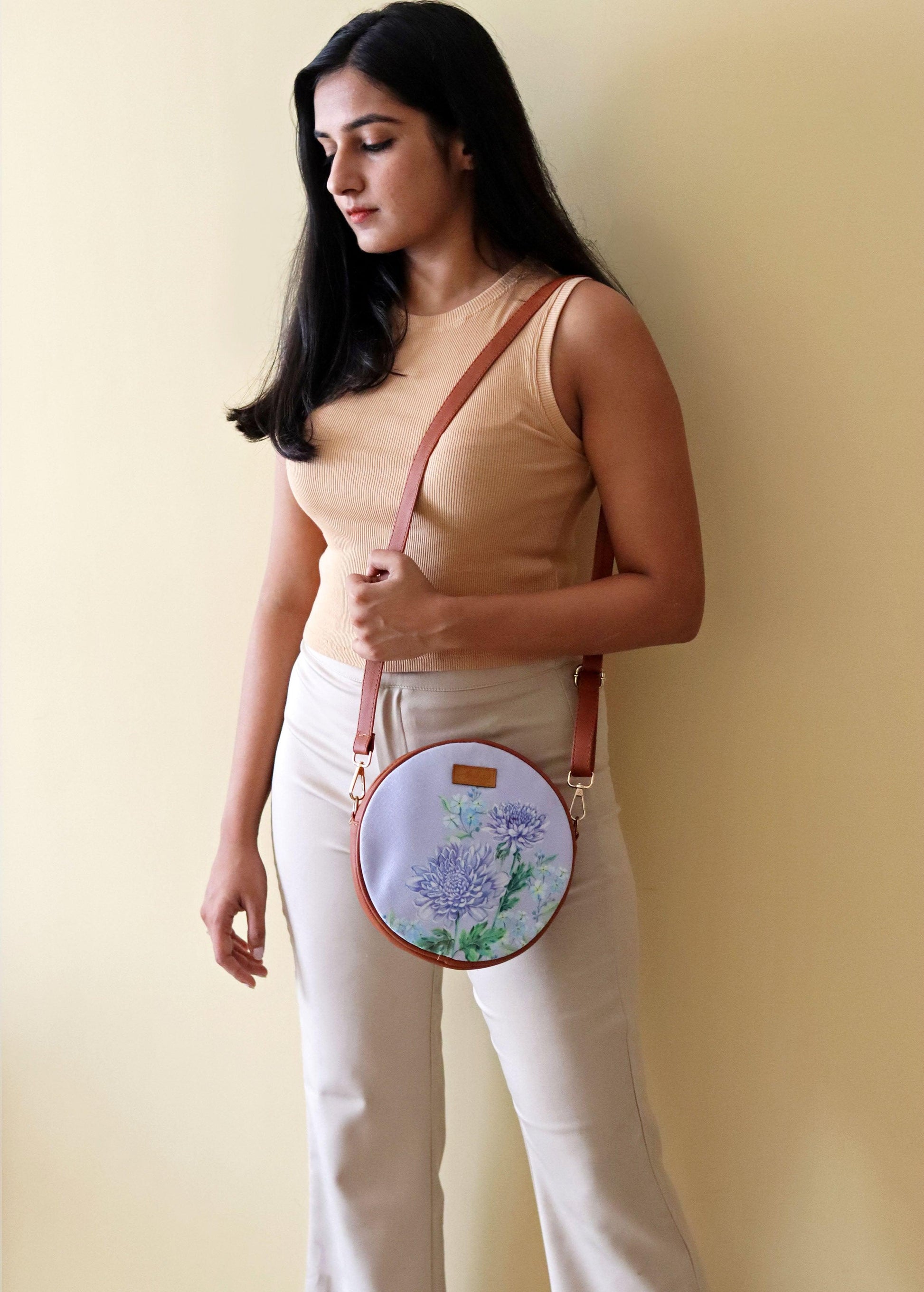 Chrysanthemum Orbit Sling Bag - Strokes by Namrata Mehta