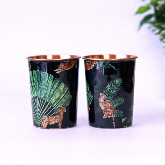 The Leopard Print Copper Tumblers - Set of 2 - Strokes by Namrata Mehta