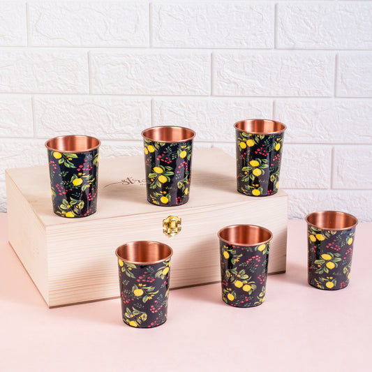 Zesty Lemon Copper Tumblers - Gift Set