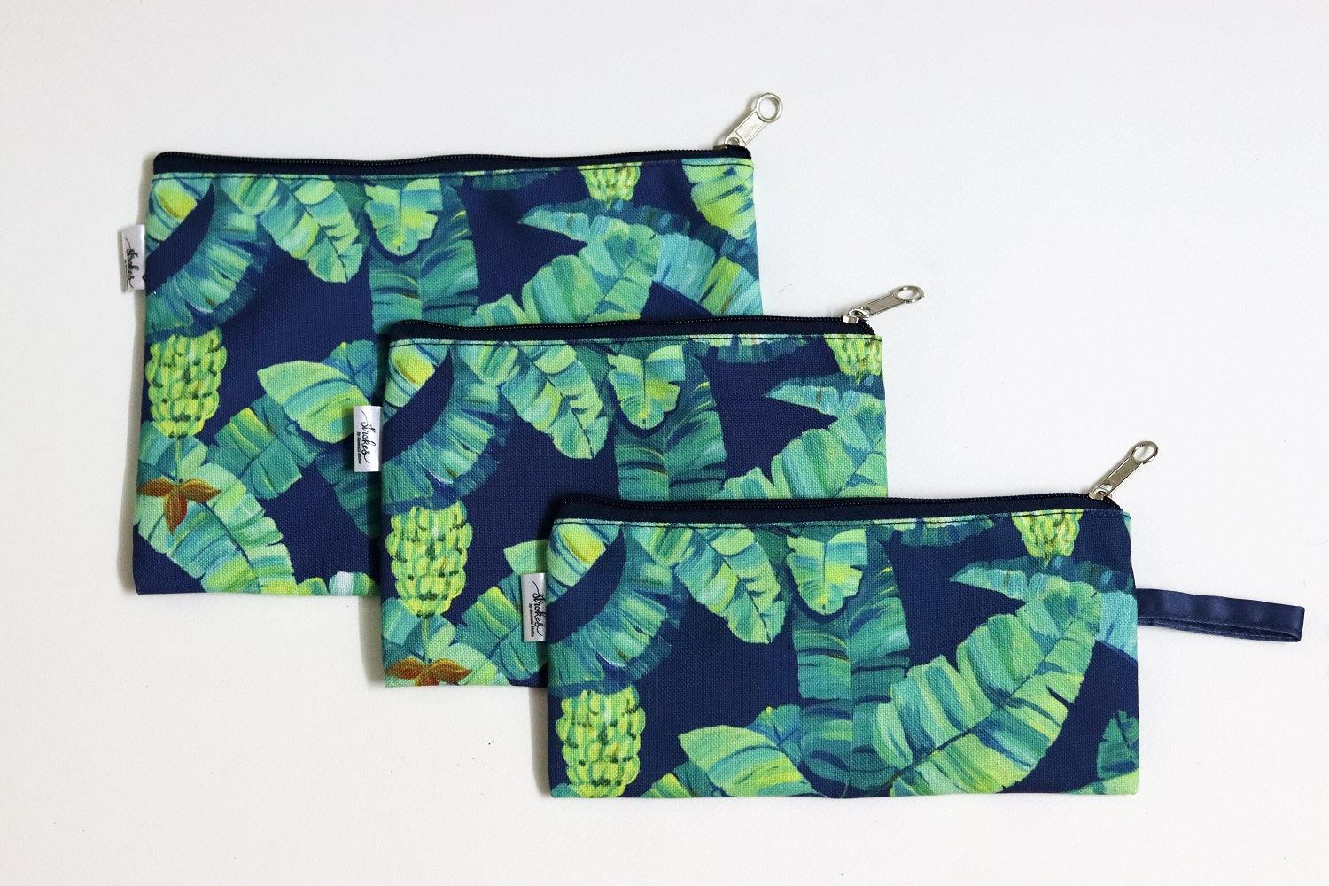 Banana Leaf Multi-purpose pouches (Set of 3) - Strokes by Namrata Mehta