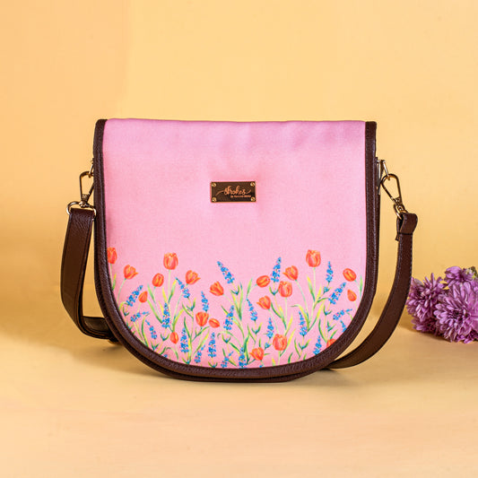 Tulips and Lavender Flap Sling Bag - Pink