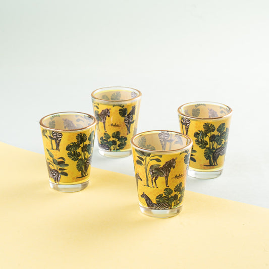 Gold Rim Zebra Print Shot Glasses - Set of 4