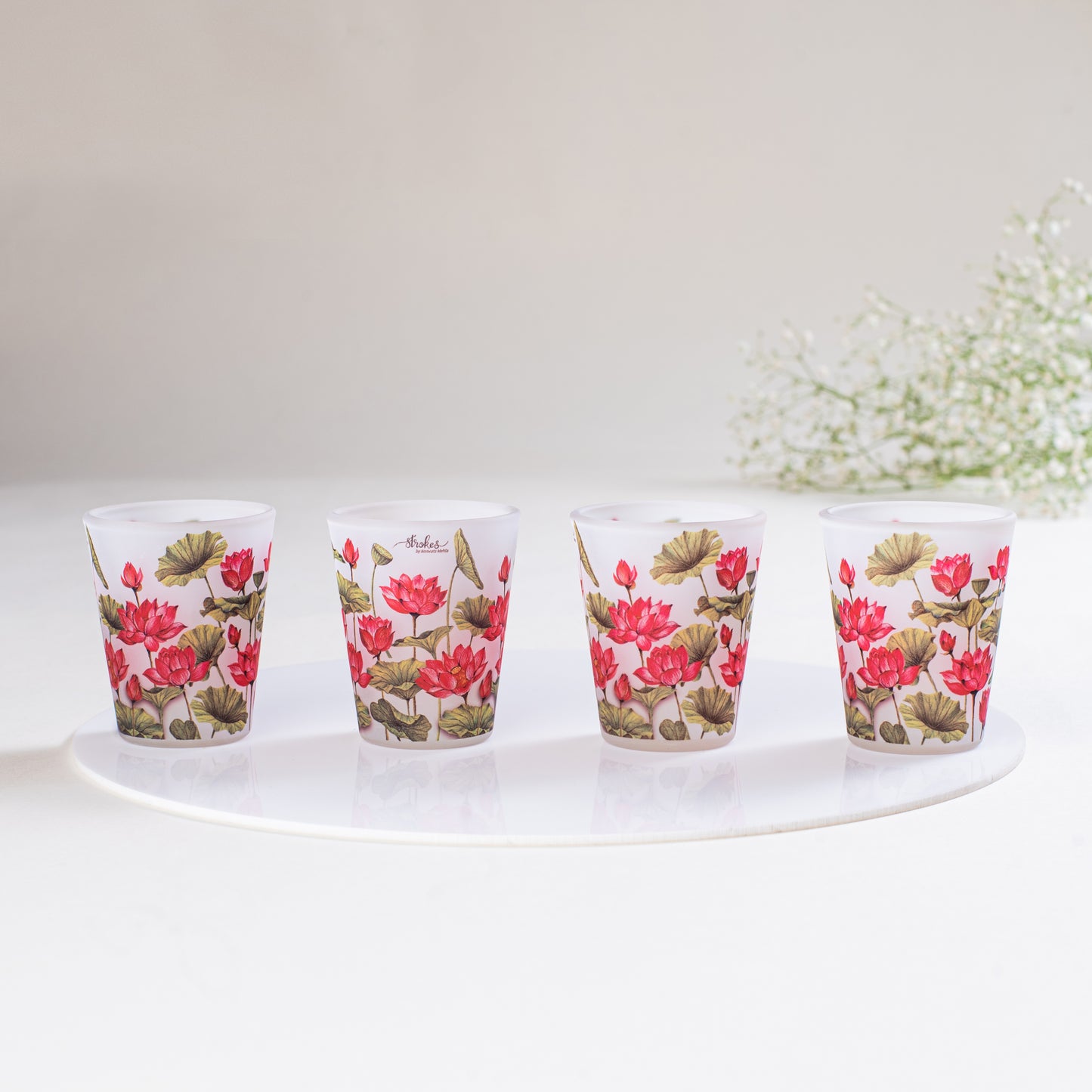 Lotus Field Frosted Shot Glasses - Set of 4