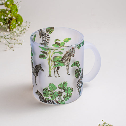 Zebra Print Frosted Glass Mug