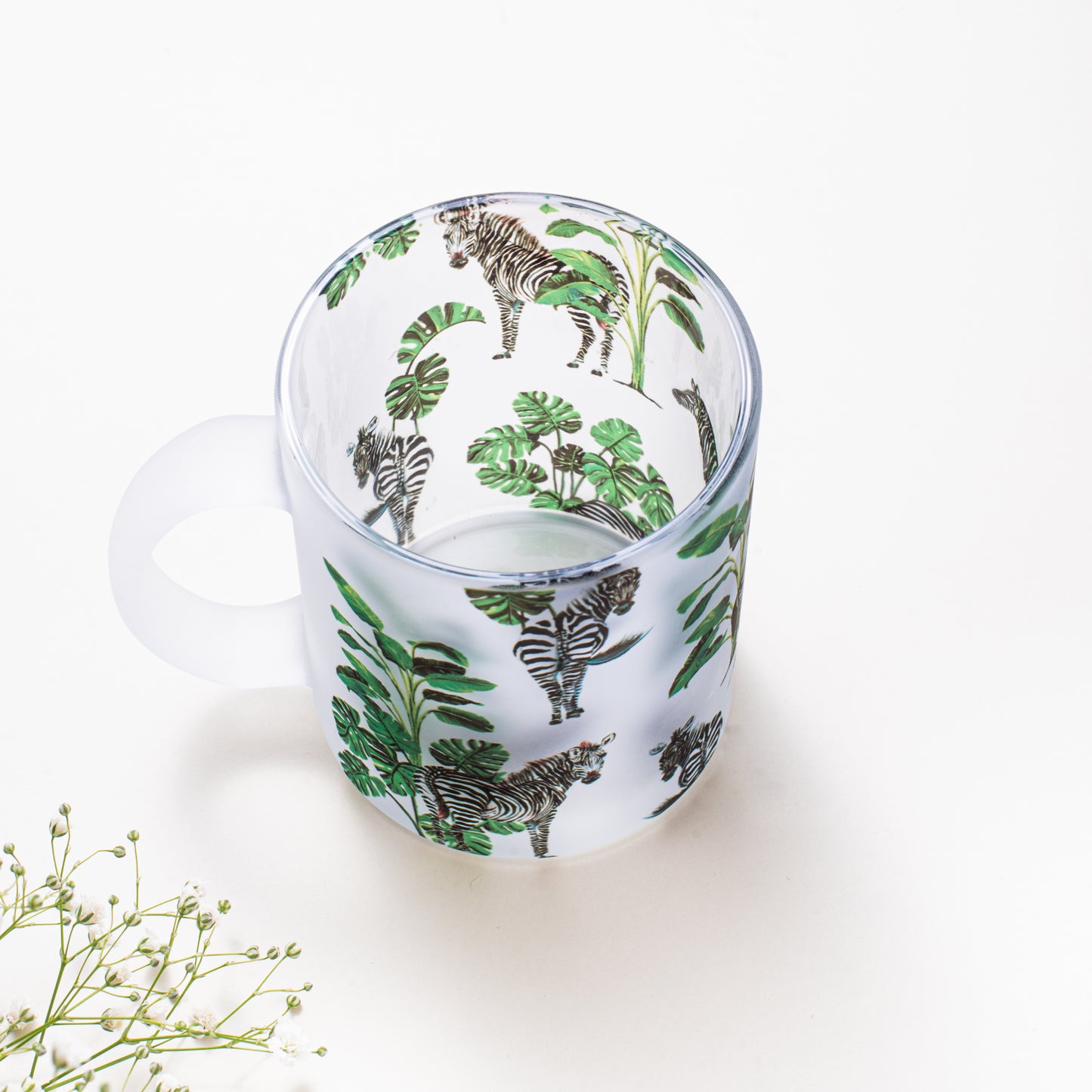 Zebra Print Frosted Glass Mug