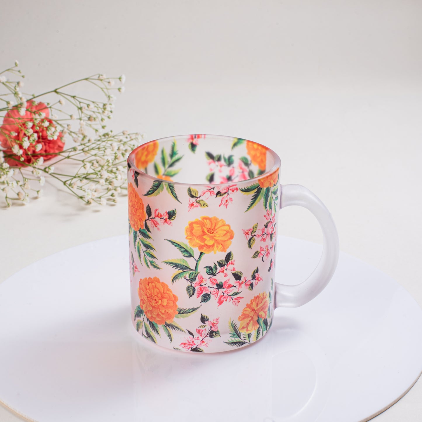 Marigold Frosted Glass Mug - Gift Set