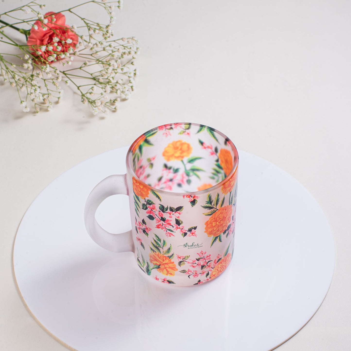 Marigold Frosted Glass Mug - Gift Set