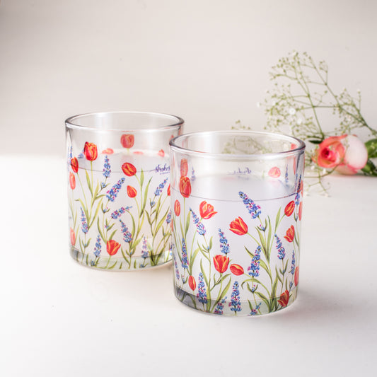 Tulips and Lavender Beverage Glasses (Set of 2 and 4)