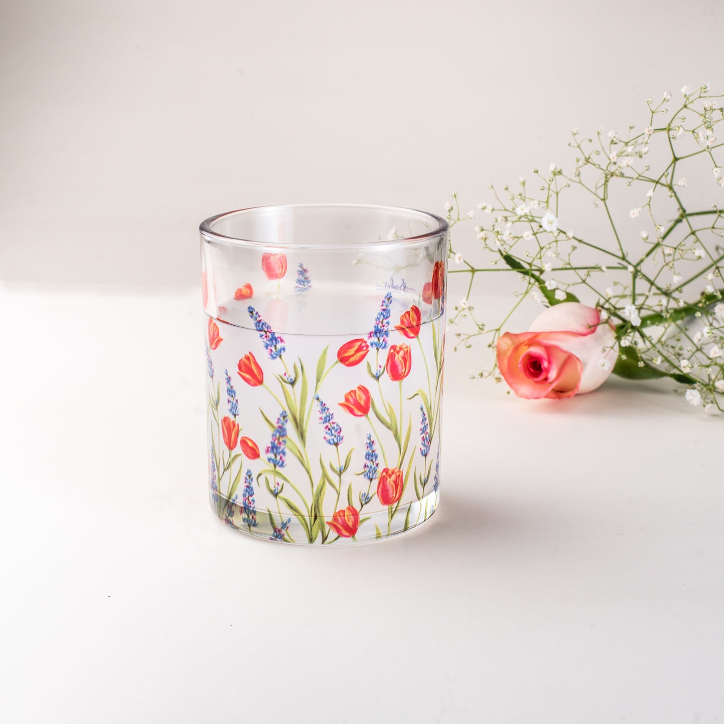 Tulips and Lavender Beverage Glasses - Gift Set