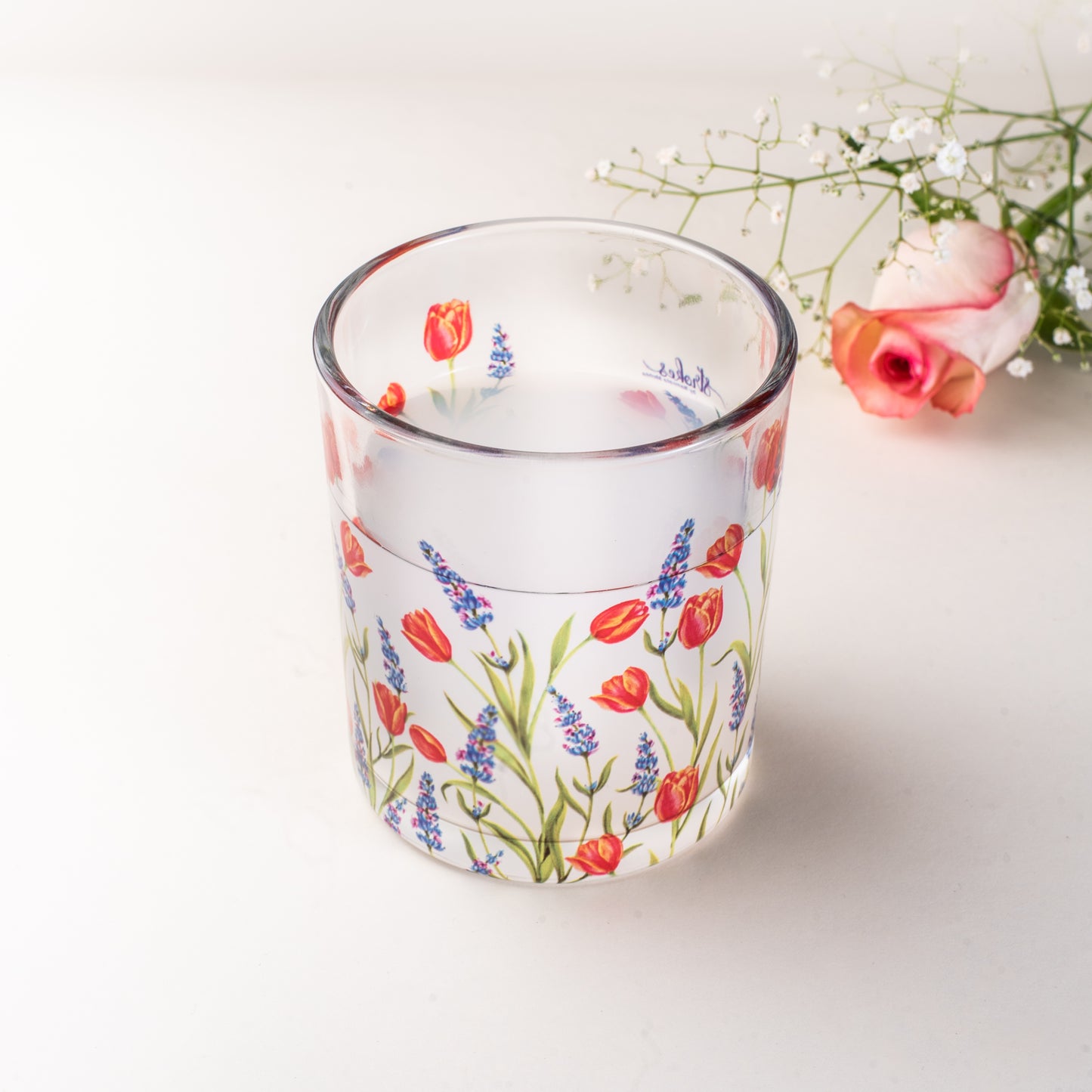 Tulips and Lavender Beverage Glasses (Set of 2 and 4)