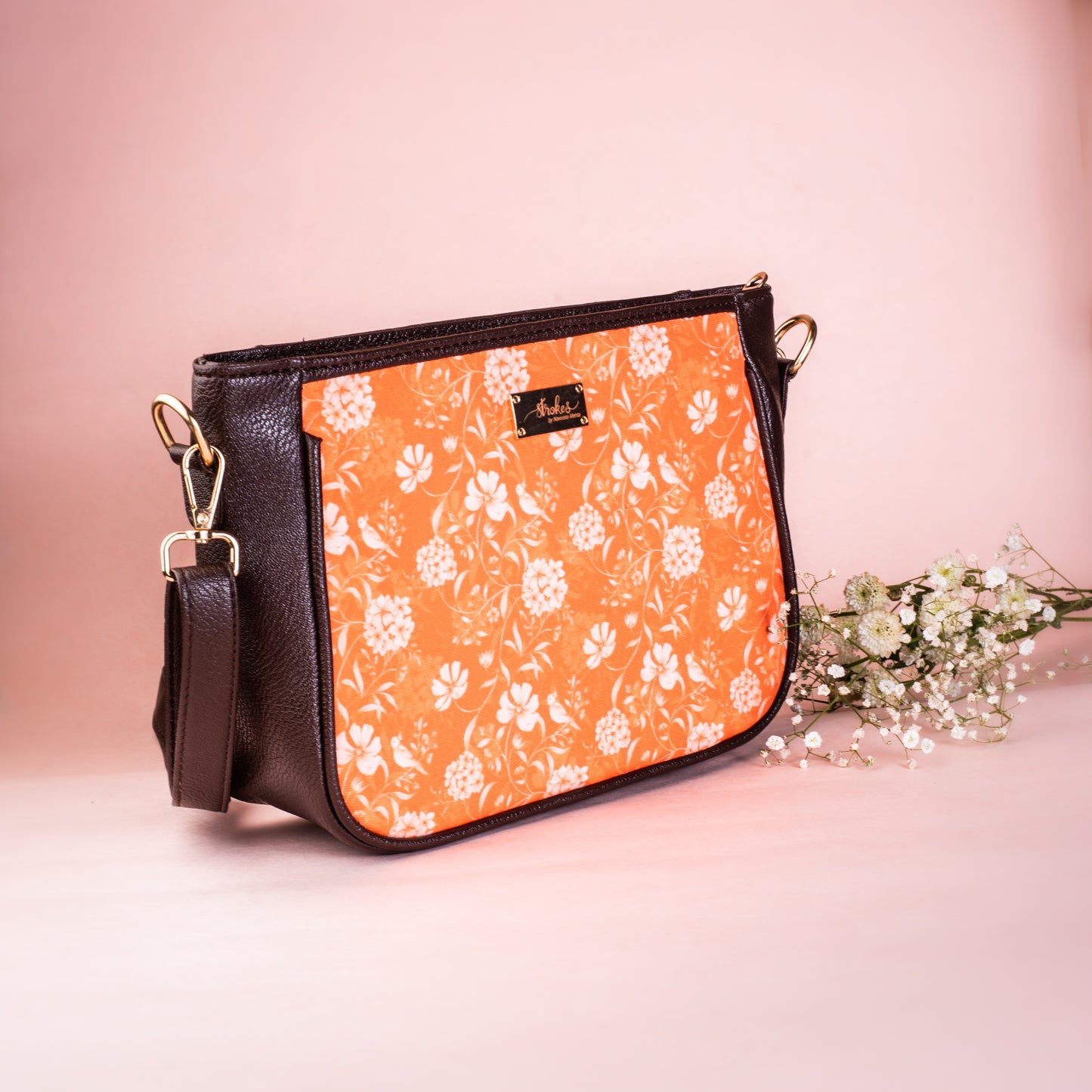 Vintage Blooms Orange Sling Bag