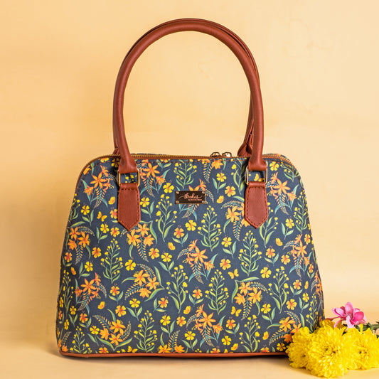 Grey Summer Blossoms Handbag