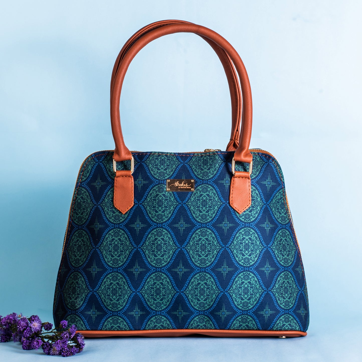 Regal Damask Blue Handbag