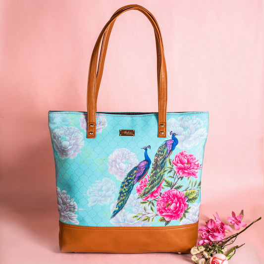 Peacocks and Peonies Tote Bag