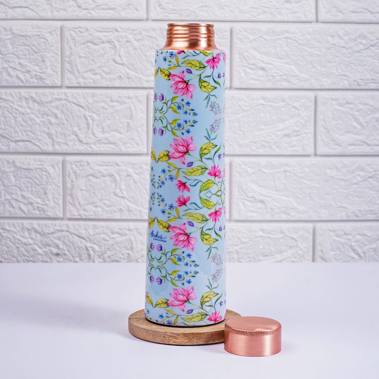 Summer Florescence Light Blue Copper Bottle and Tumbler Set