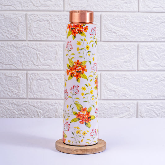 Yellow and Orange floral Copper bottle